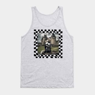 Warrior Squirrel on Checked Background Tank Top